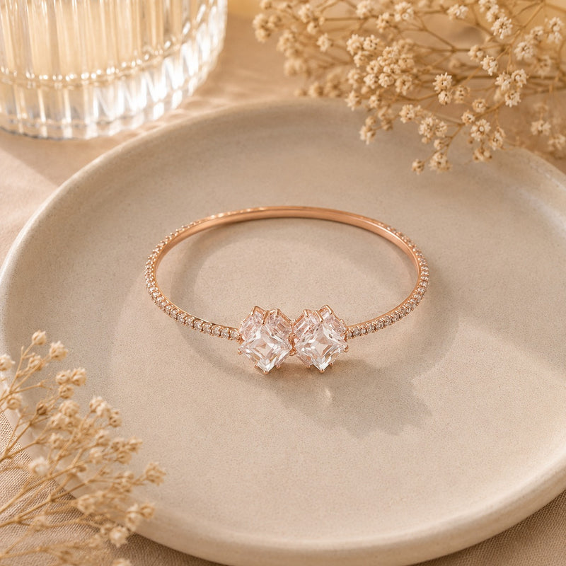 Rose Gold Crystal Floral Bracelet