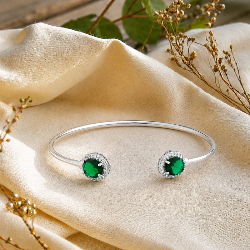 Emerald Green Crystal Open Cuff Bracelet