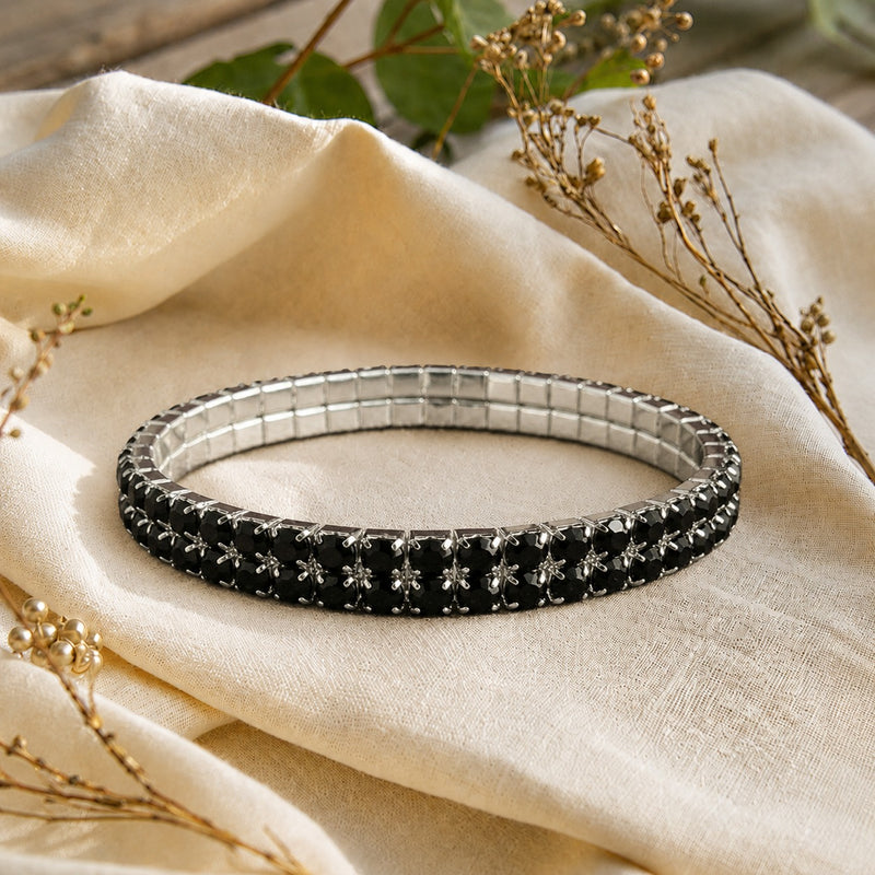 Elegant Black Crystal Stretch Bracelet for Women