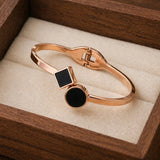 Elegant Rose Gold Black Geometric Bracelet
