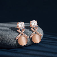 Elegant Rose Gold Crystal Drop Earrings