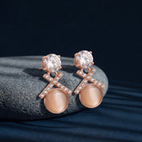 Elegant Rose Gold Crystal Drop Earrings
