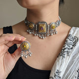 Two-Tone Medallion Ghungroo Choker Necklace